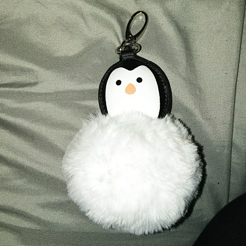 Penguin fluff ball with chain